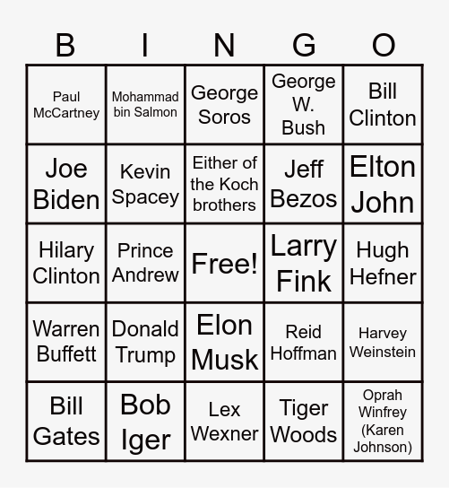 Jeffy Epi's Client List Bingo Card