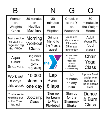 YMCA Member Bingo Card