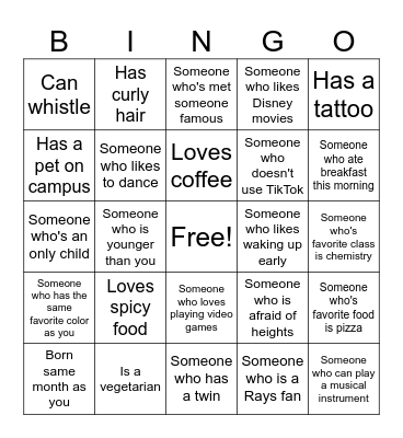 Human Bingo Card