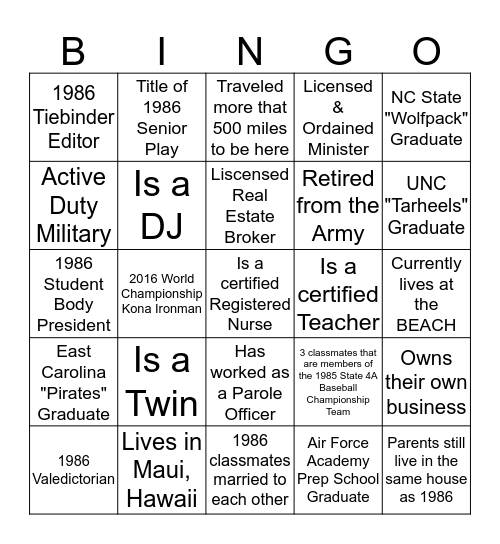 Classmate Bingo Card