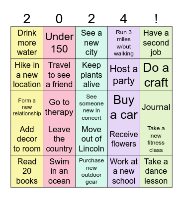 2024 Bingo Card Bingo Card