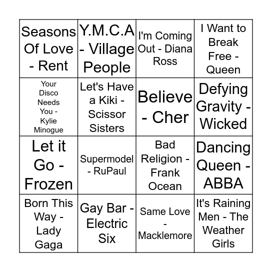 GiGSoc's QUEER BINGO! Bingo Card