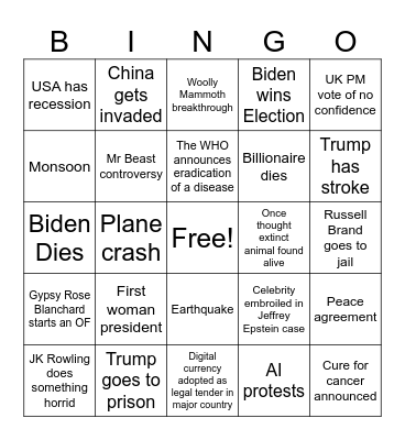 2024 Bingo! Bingo Card