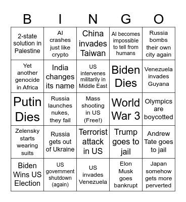 2024 Bingo Card Bingo Card