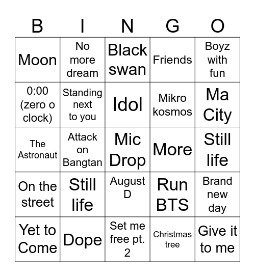 Army_Imnida_7 Bingo Card
