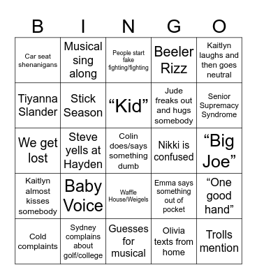 Max Patch Bingo Card