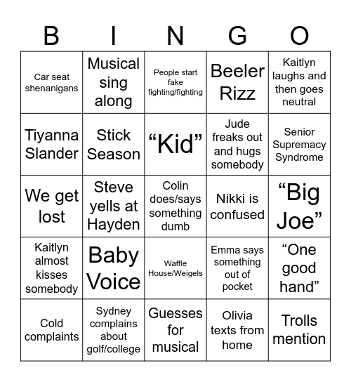 Max Patch Bingo Card