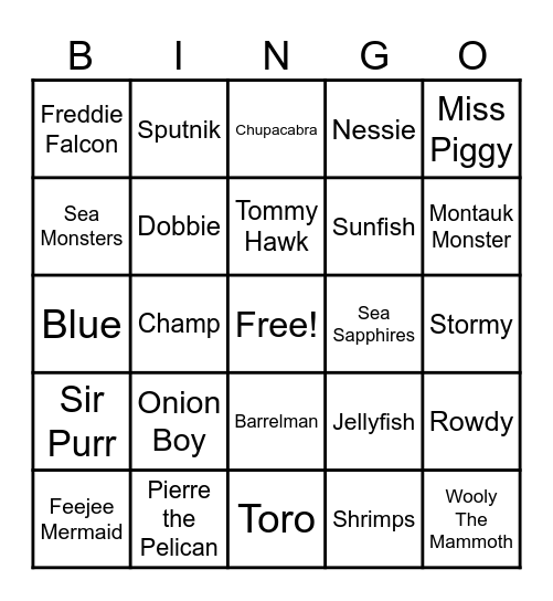 63 - SPORTS MASCOTS Bingo Card