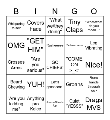 Richard Watches Football Bingo Card