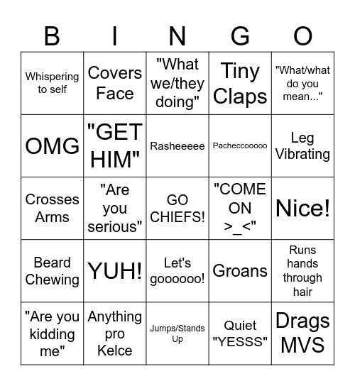 Richard Watches Football Bingo Card