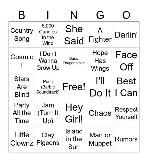 You Didn't Know They Made Music! Bingo Card