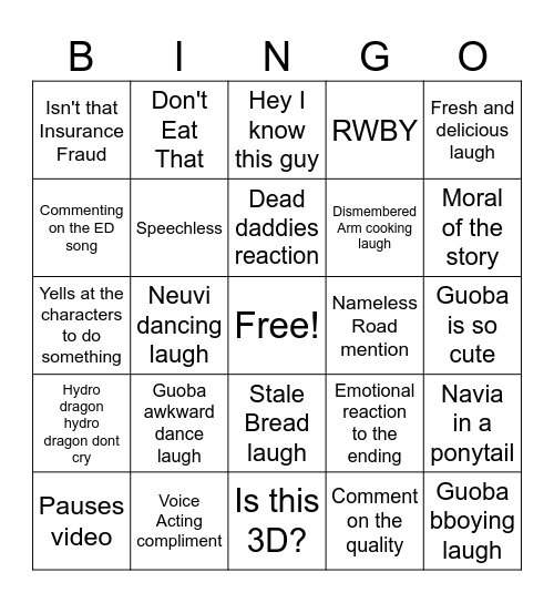 The Last Bakery - Reaction Bingo Card