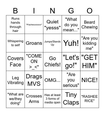 Richard Watched Football Bingo Card