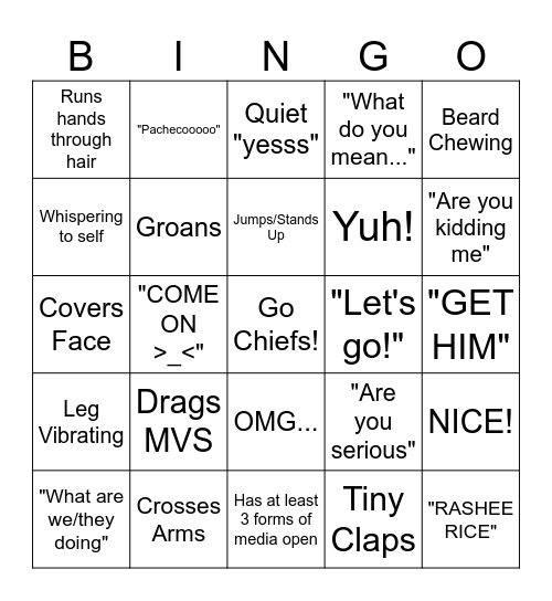 Richard Watched Football Bingo Card