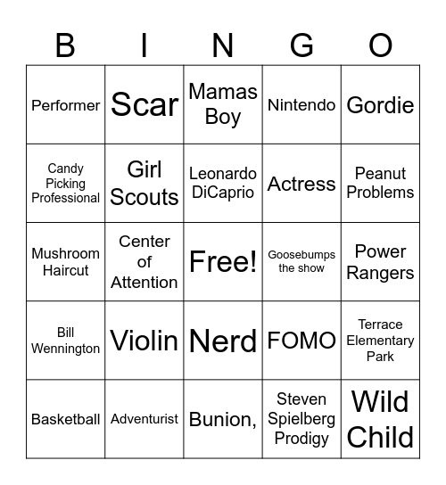 Gina & Faisal's Baby Shower Bingo Card