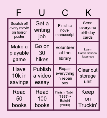 Resolutions for the New Year Bingo Card