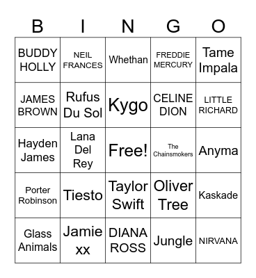 Coachella 2024 Bingo Card