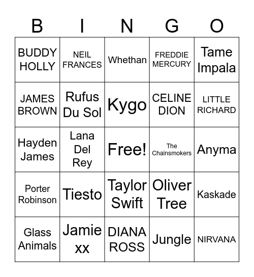 Coachella 2024 Bingo Card