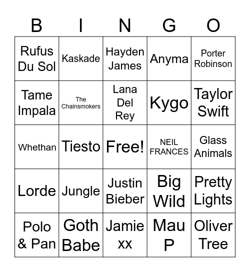Coachella 2024 Bingo Card