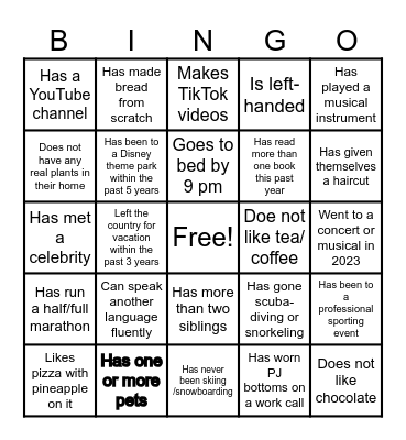 People Experience Team BINGO Card