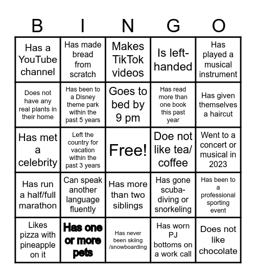 People Experience Team BINGO Card