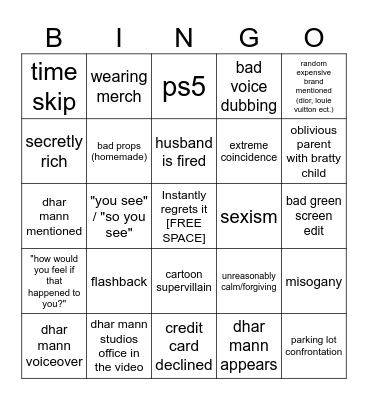 Dhar Mann Bingo v2 Bingo Card