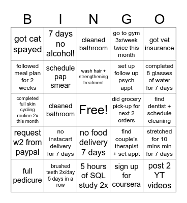 January 2024 Bingo Card