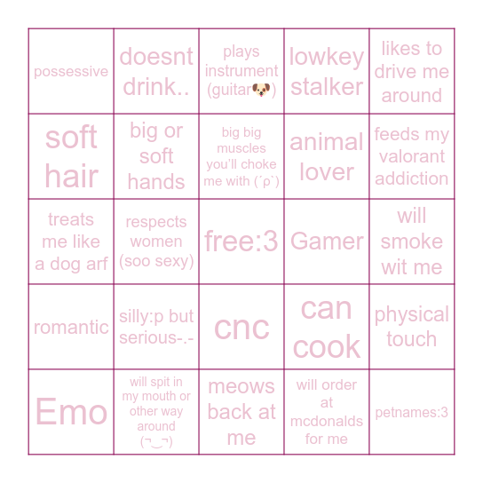 are u cybrs type Bingo Card