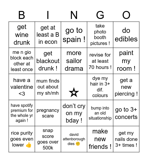 OLIVE’S 2024 Bingo Card