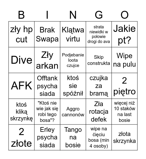 Ava Bingo Erley Bingo Card