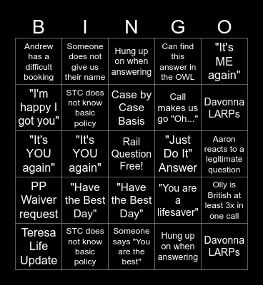 HD Bingo Card