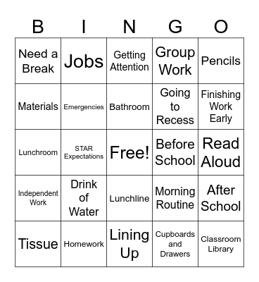 Procedure BINGO Card