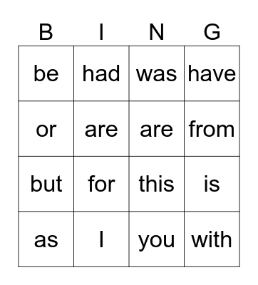 Sight words Orange Bingo Card