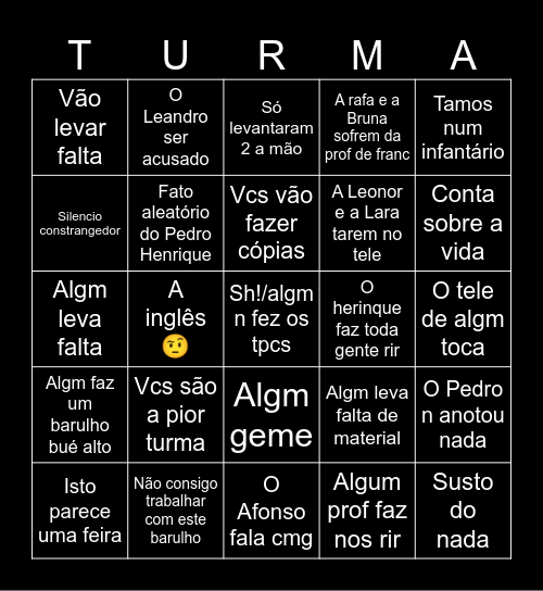 Turminha ☠️🔫 Bingo Card