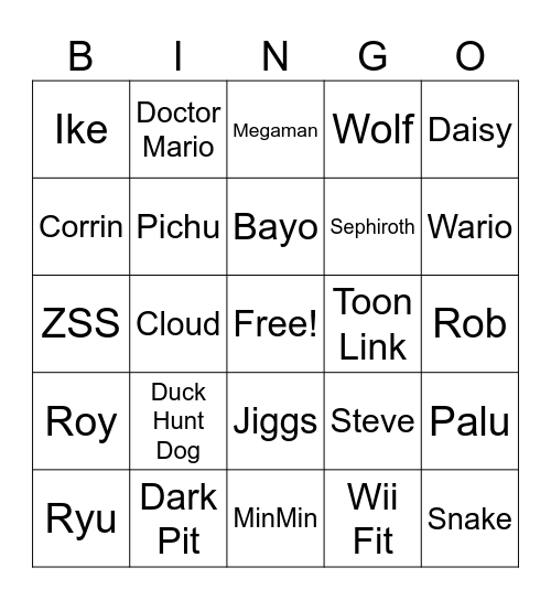 Smash Ingo Bingo Card