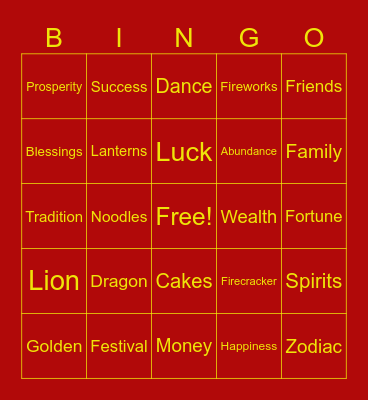 Lunar New Year BINGO! Bingo Card