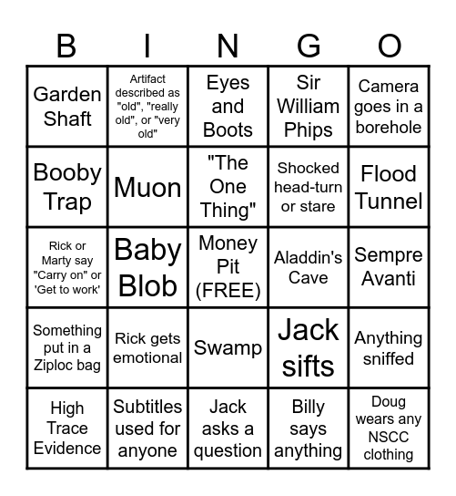 Curse of Oak Island Bingo Card