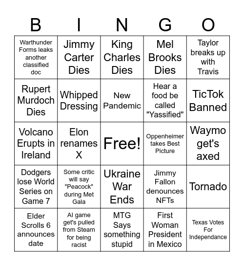 2024 Bingo Card