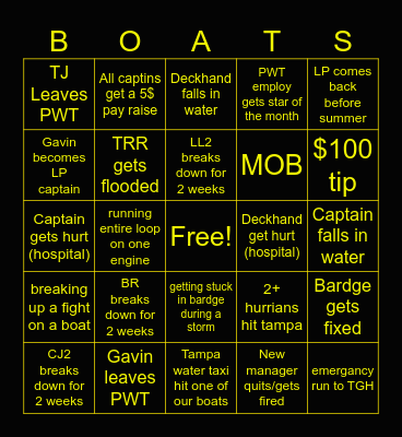 PWT BOATS card 2024 Bingo Card