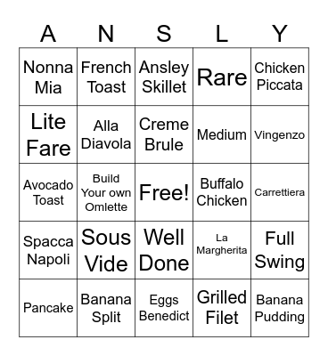 Ansley Bingo Card