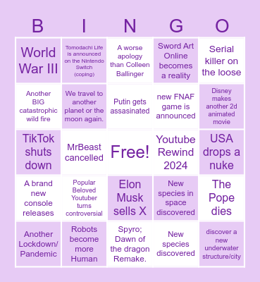 2024 Bingo Card Bingo Card