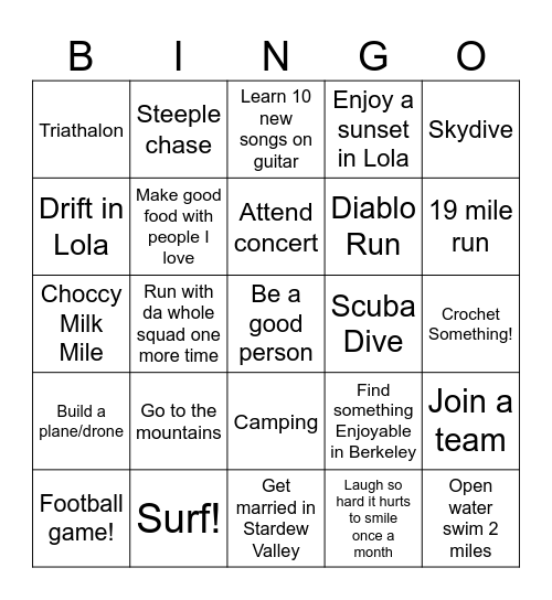 Happy Guy 2024 Bingo Card