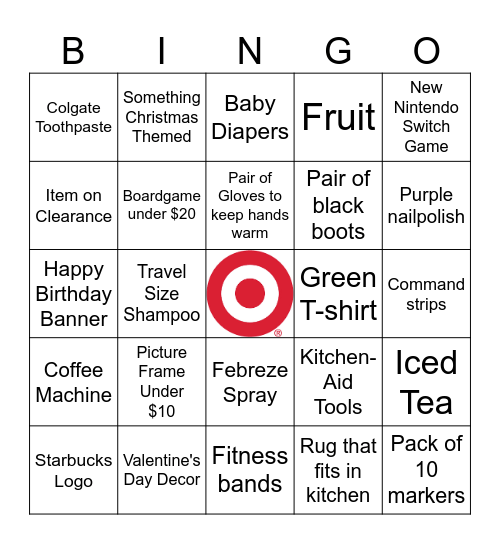 Target BINGO Card