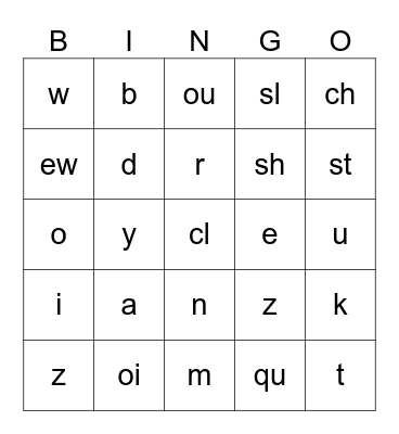 Letter Sound Bingo Card