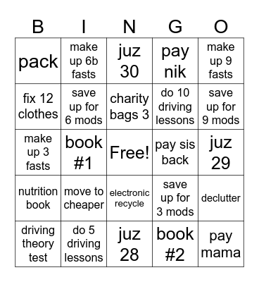 2024 goals Bingo Card