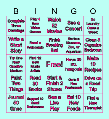 Arthur's 2024 Bingo Card