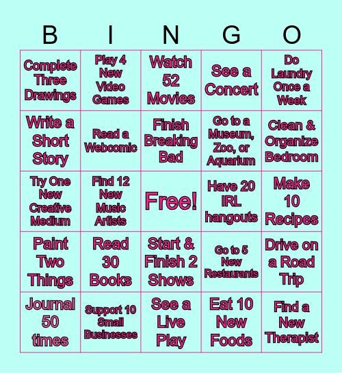 Arthur's 2024 Bingo Card