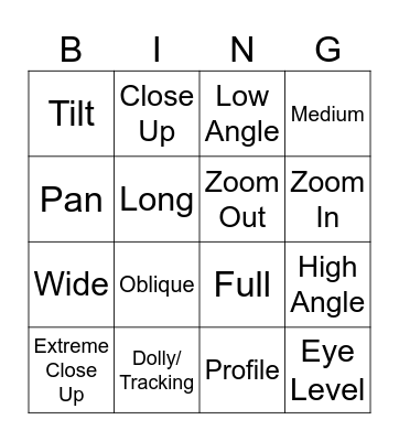 Drama - Film BING! Bingo Card