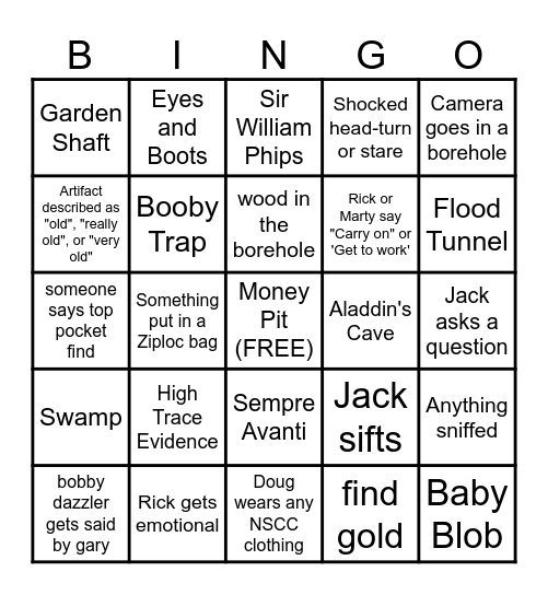 Curse of Oak Island Bingo Card