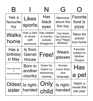 Classroom BINGO Card